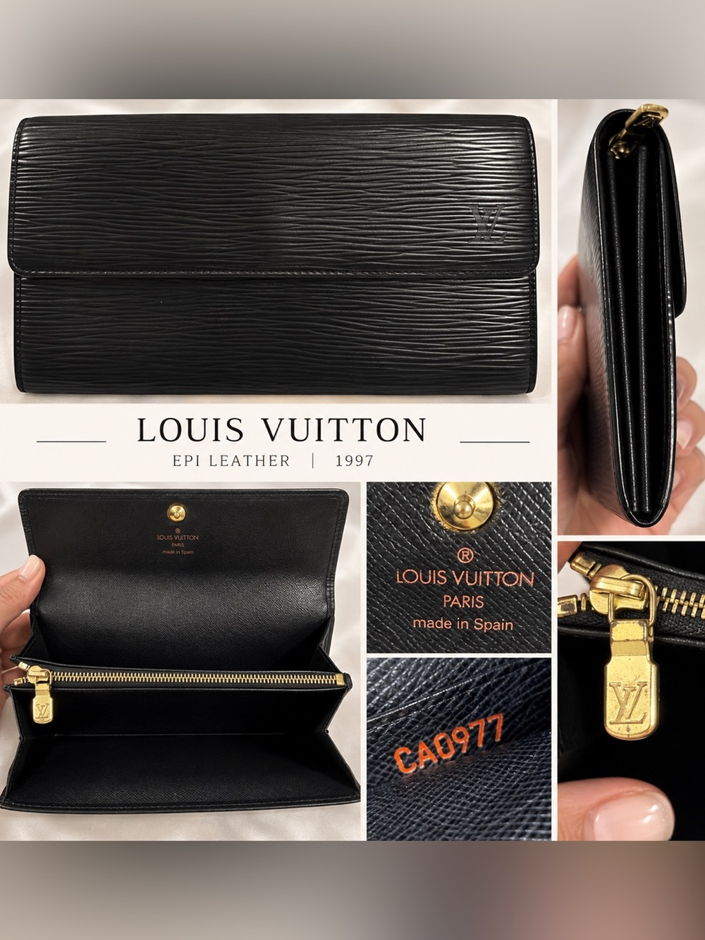 Louis Vuitton Vintage Black Epi Porte Monnaie Credit Long